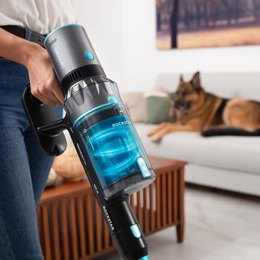 Cecotec Aspirador Escoba sin Cable Conga Rockstar 2500 Thunder Flex Animal. Ciclón Paralelo, 400W, 30 kPa y 122 AW, 65mins de Autonomía Máxima, Tubo Flexible, Cepillo Jalisco y Accesorio Animales