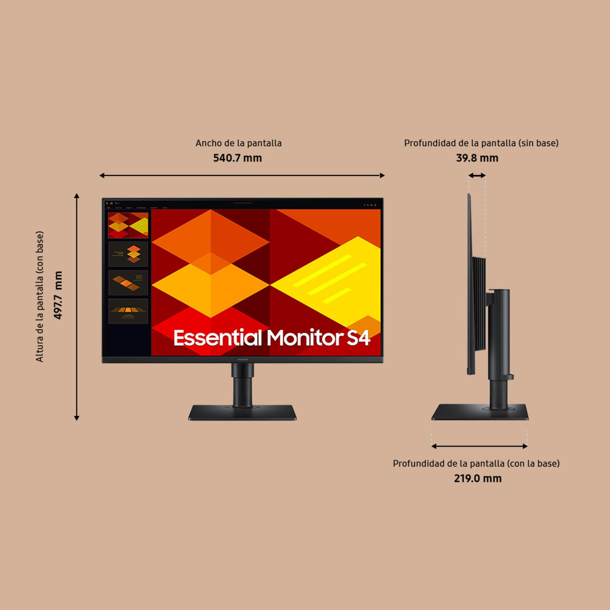 Samsung S40GD Essential Monitor 24", Full HD, IPS Panel, Tasa de Refresco 100Hz, Eye Saver Mode, Super Slim Design, Less Screen Flickering, Altavoces Integrados, Contectividad Múltiple LS24D406GAUXEN
