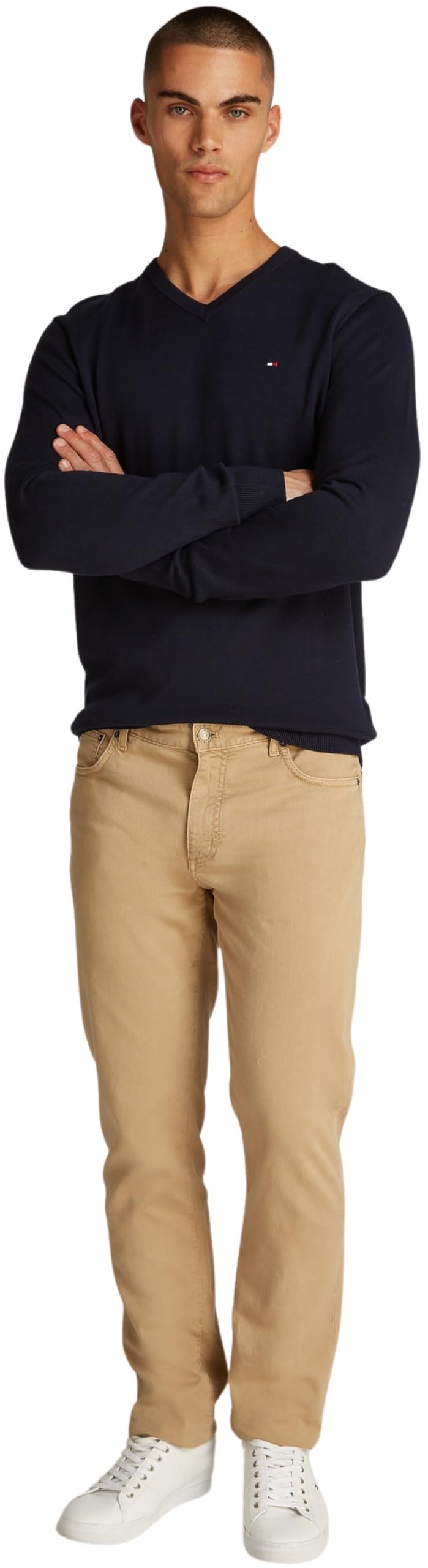 Tommy Hilfiger Jersey Hombre Essential Cotton con Cuello de Pico, Azul (Desert Sky), XL