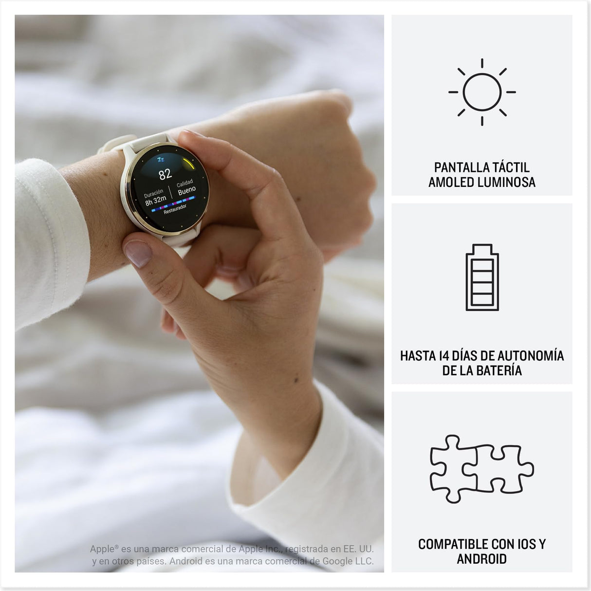 Garmin Venu 3S, Smartwatch Premium con GPS, AMOLED, Funciones avanzadas de Salud y Forma física, más de 30 Aplicaciones Deportivas, 10 días de autonomía, Gris Gold