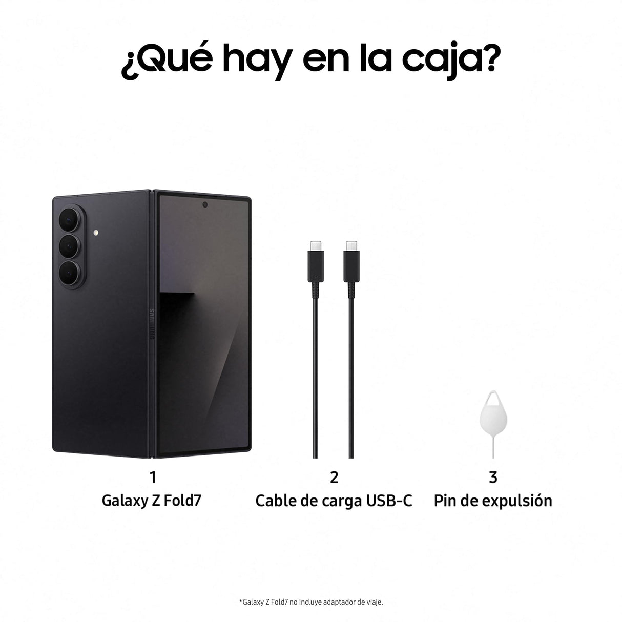 Samsung Galaxy Z Fold7 256GB - Galaxy AI, Ligero y Plegable, Pantalla Grande, Cámara 200MP, Memoria 12GB, Negro Oscuro, Garantía del Fabricante 3 Años + 1 año Extra (Versión Española)