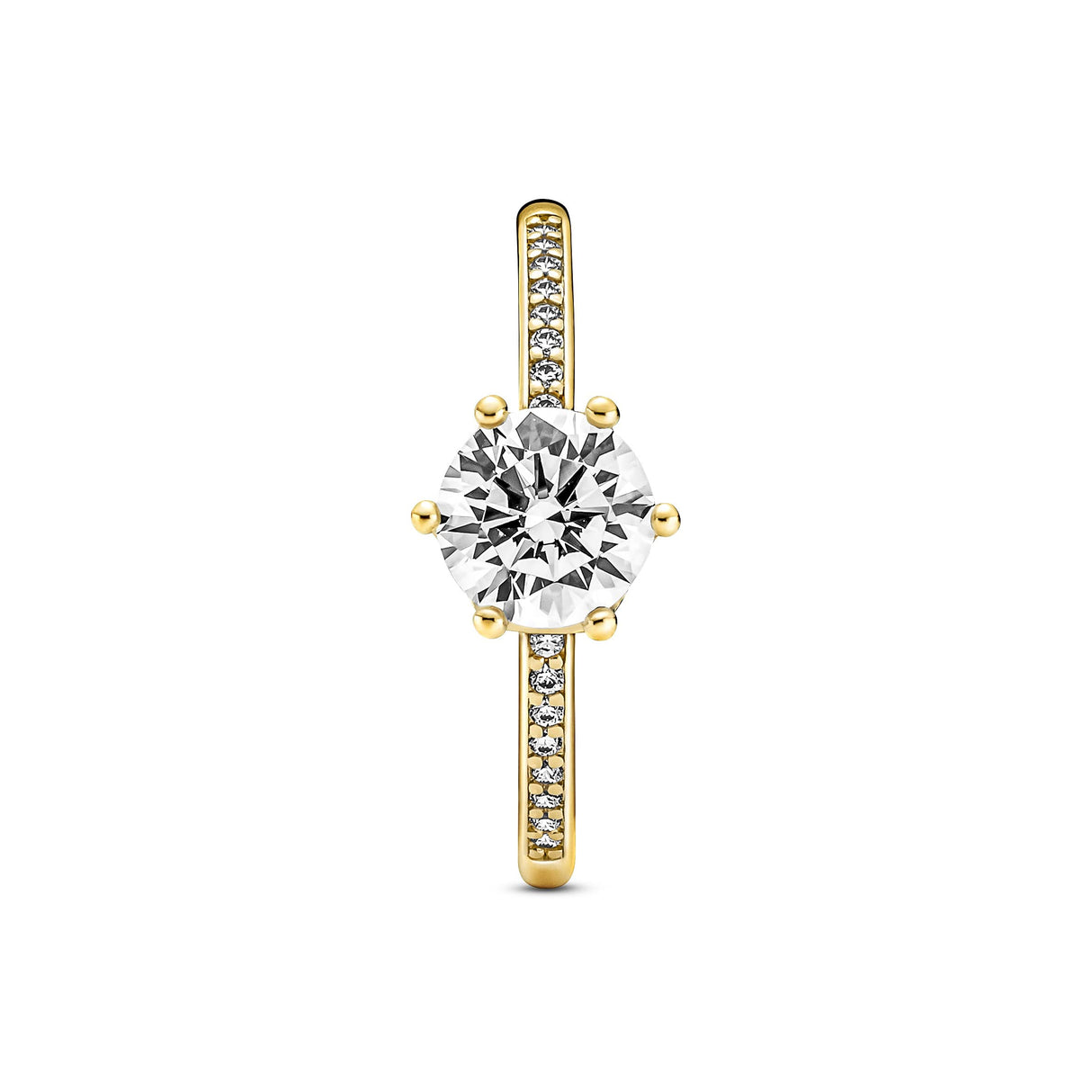 Pandora Passions Sparkling Crown 14k gold-plated ring with clear cubic zirconia, 50