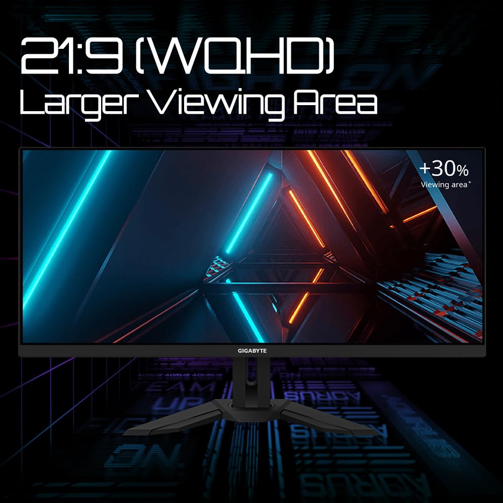 Gigabyte M34WQ 34" Monitor de Juego WQHD - 3440 x 1440, 144Hz, 1ms, 400 CD/m², FreeSync Premium, DisplayHDR400, HDMI 2.0, Displayport 1.4