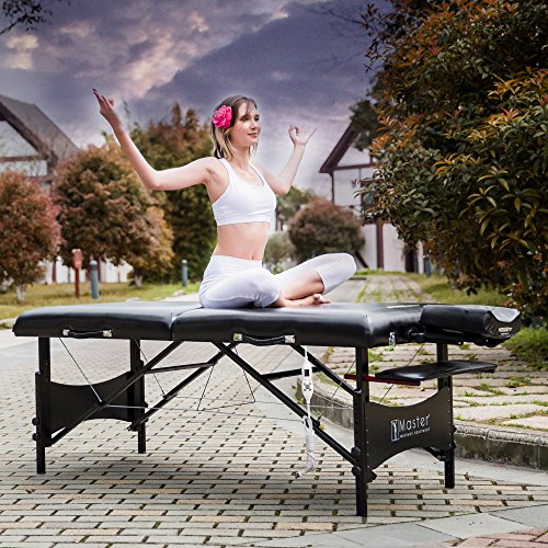 Master Massage ThermaTop - Camilla de Masaje para Galaxy Mobil (con Sistema de calefacción Integrado, Plegable, Banco de Masaje, Banco de Masaje, Patas de Madera, 76 cm), Color Negro