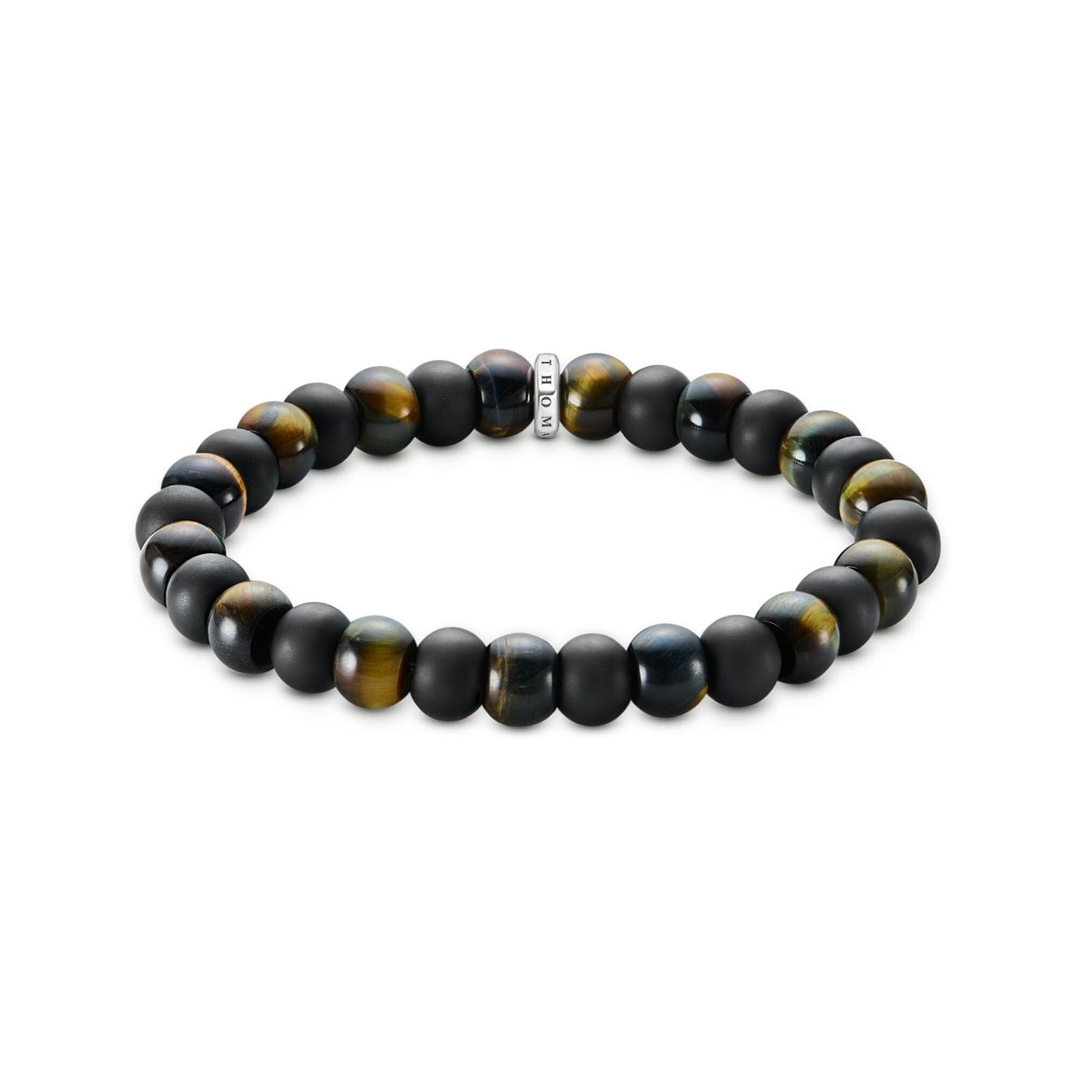 Thomas Sabo Pulsera de obsidiana y ojo de tigre reciclada de plata 925 negra A2196-806-11-L21