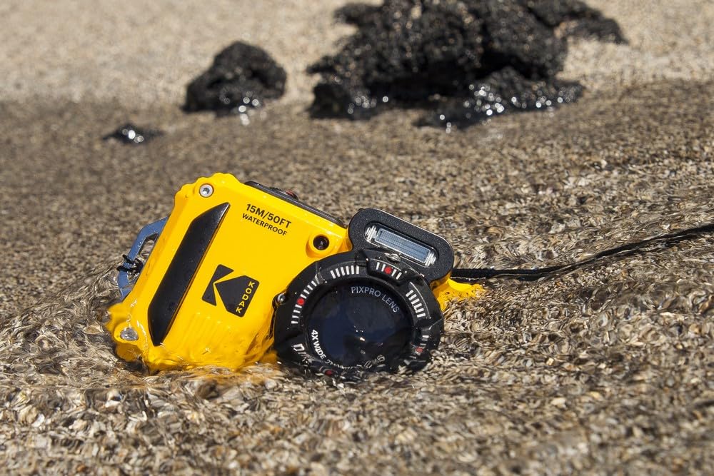 KODAK Pixpro Pack WPZ2 + 2 baterías + 1 Tarjeta SD – Compacto 16 M Pixeles, Resistente al Agua hasta una Profundidad de 15, antigolpes, vídeo 720p, Pantalla LCD 2,7 – Batería de Li-Ion – Amarillo