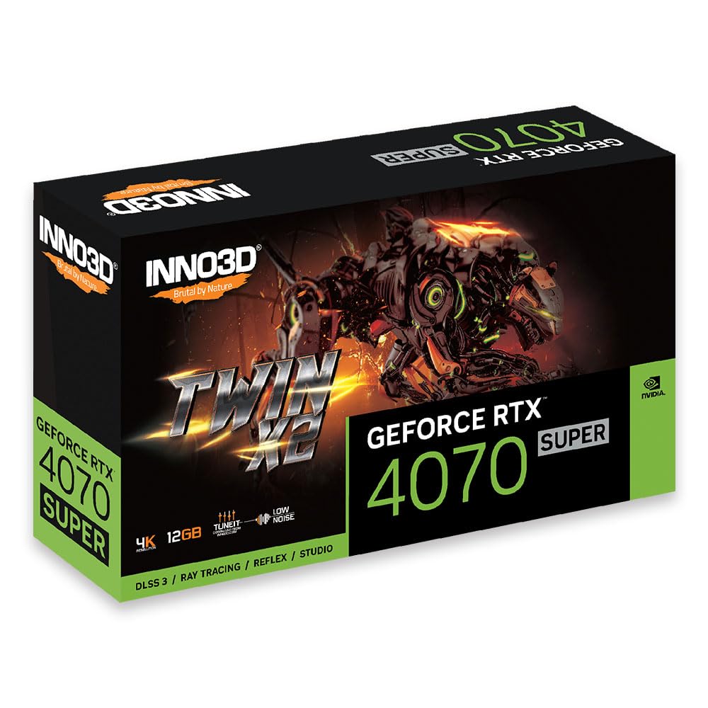 Inno3D GeForce RTX 4070 Super Twin X2-12GB GDDR6X, 1x HDMI, 3X DP Black