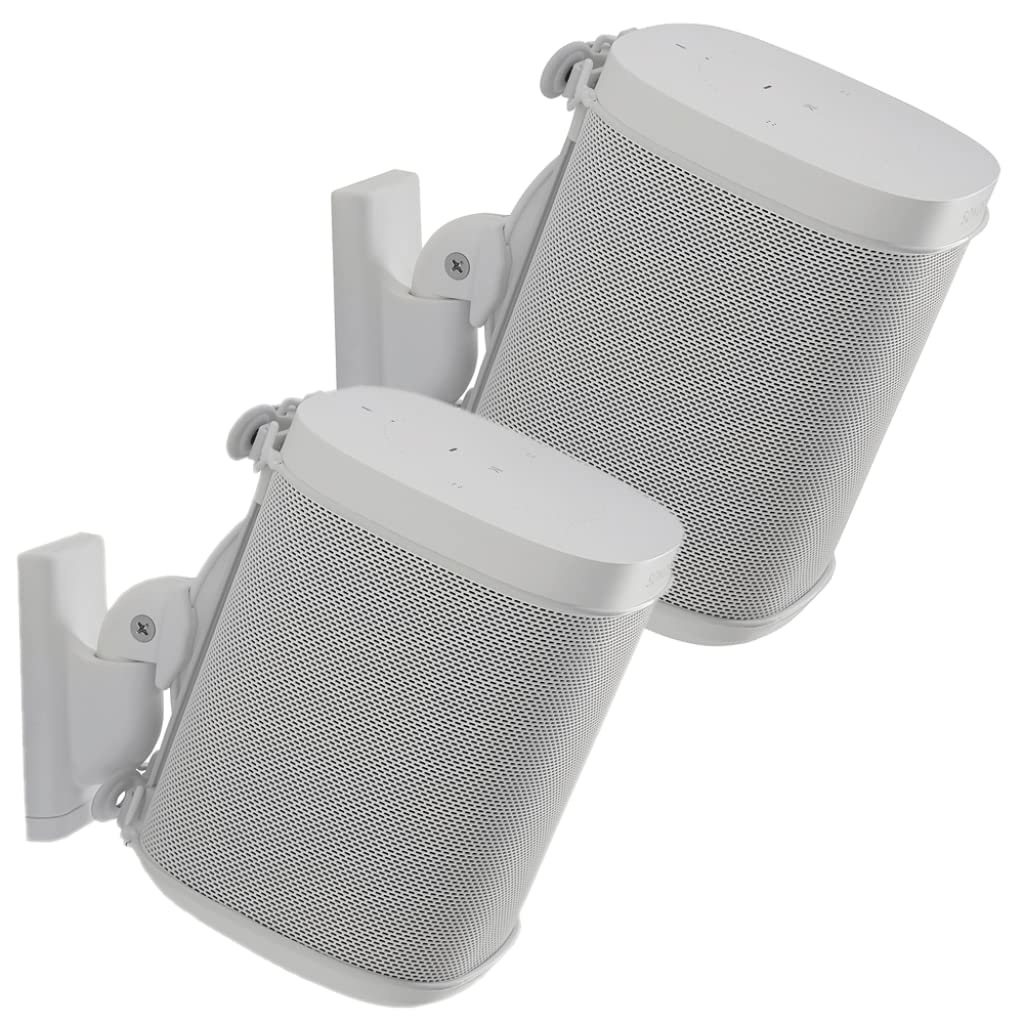 Sanus Soportes de Pared Ajustables para Altavoces diseñados para SONOS One, Play:1 & Play:3 – Par (Blanco)