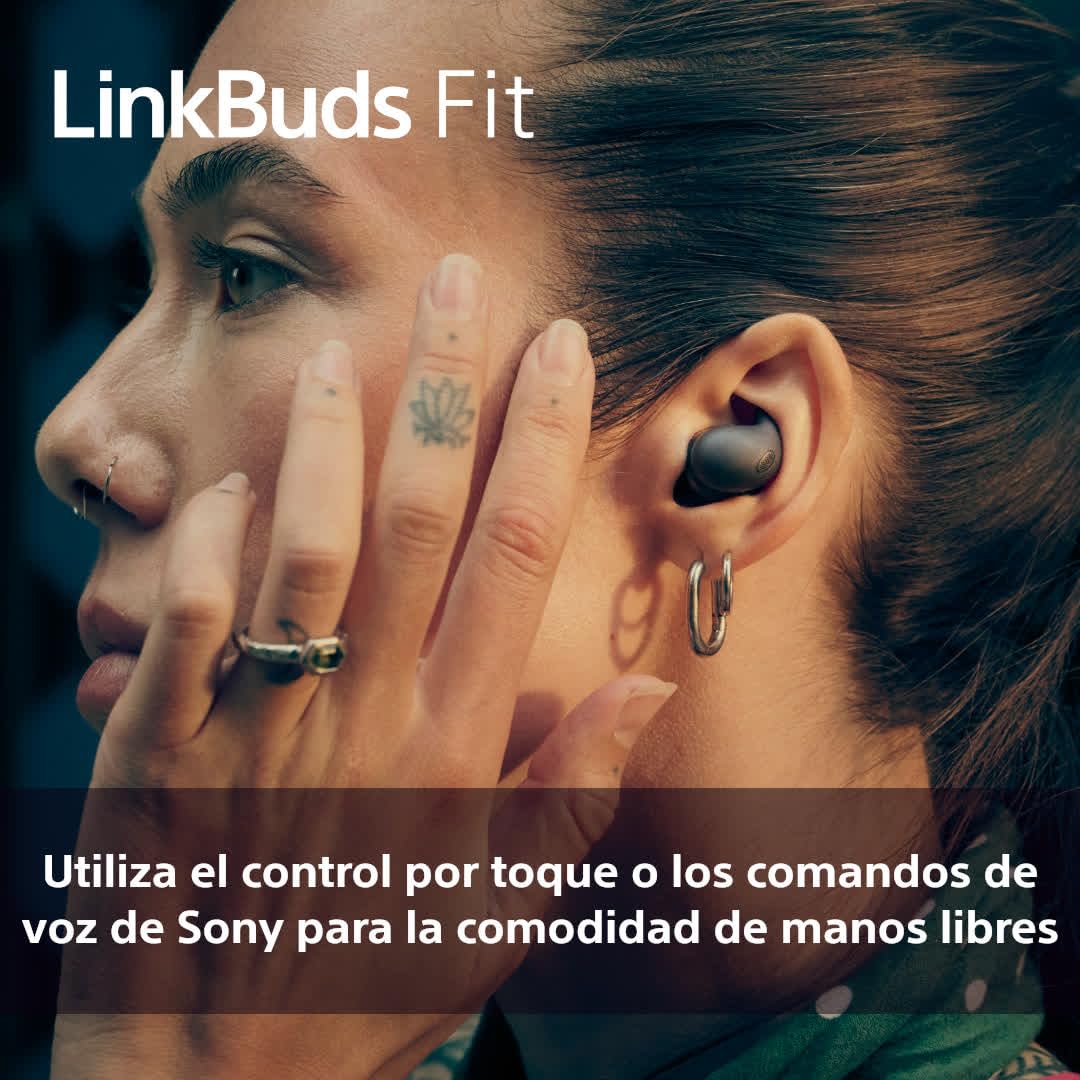 Sony LinkBuds Fit – Auriculares Bluetooth True Wireless con Noise Cancelling - Cómodos Todo el día, IPX4, Hi-Res Audio, Ambient Sound Mode, 21 h autonomía, conexión multipunto, iOS y Android - Negro