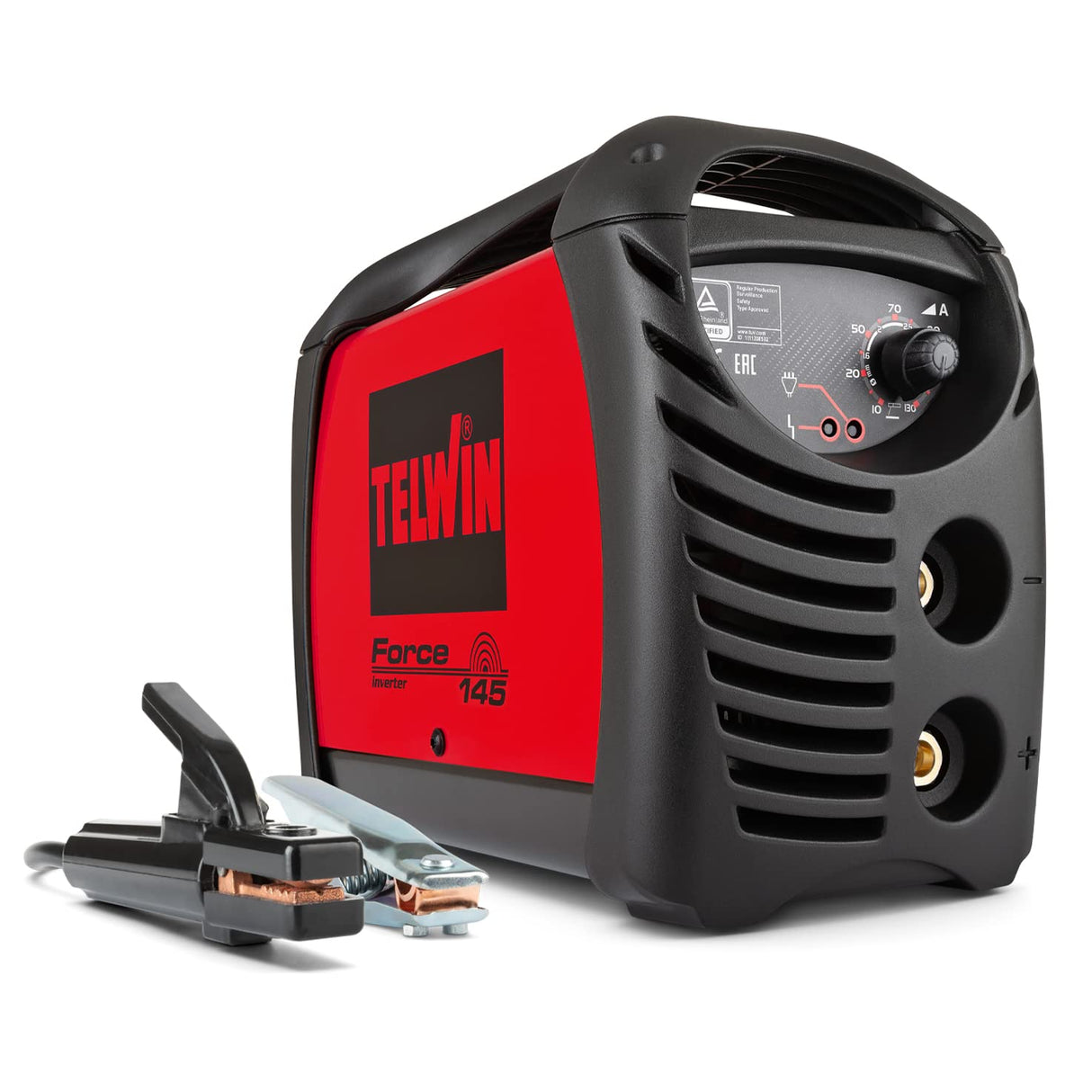 Telwin 815856 Force 145 Soldadora Inverter a Electrodo 150A con Accesorios Soldadura MMA y Maleta Plastico, 230V