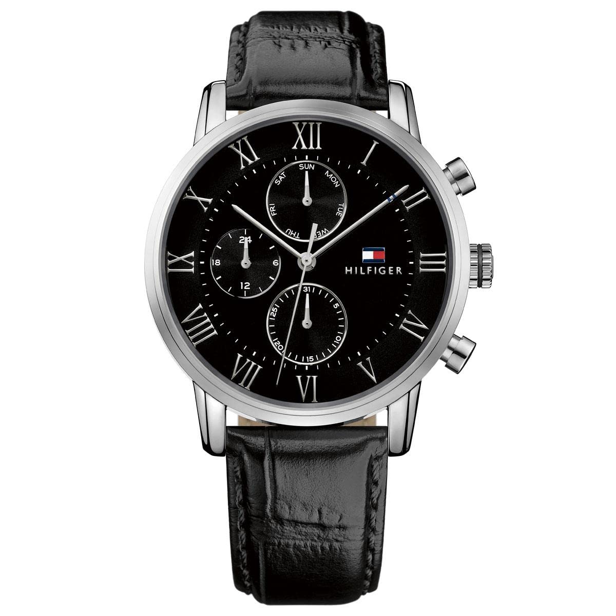 Tommy Hilfiger Reloj Analógico de Cuarzo multifunción para Hombre con Correa en Piel Negro - 1791401
