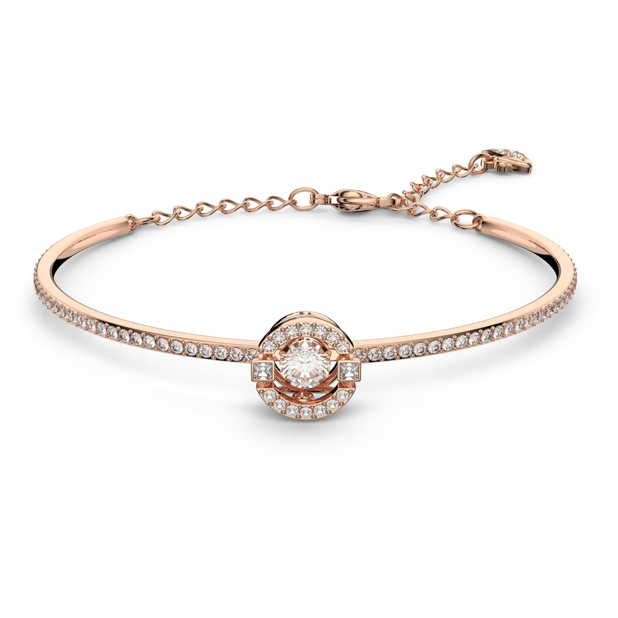 Swarovski Brazalete Swarovski Sparkling Dance, Talla redonda, Blanco, Baño tono oro rosa