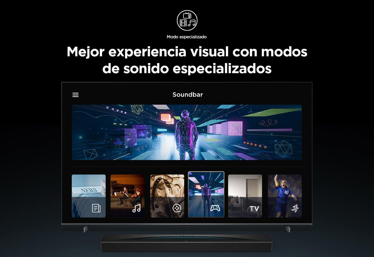TCL Barra de Sonido icónica de Cine en casa con 7.1.4 Canales Q85H Pro -AI Sonic Adaptation Tutti Choral - Potencia máxima de 860 W