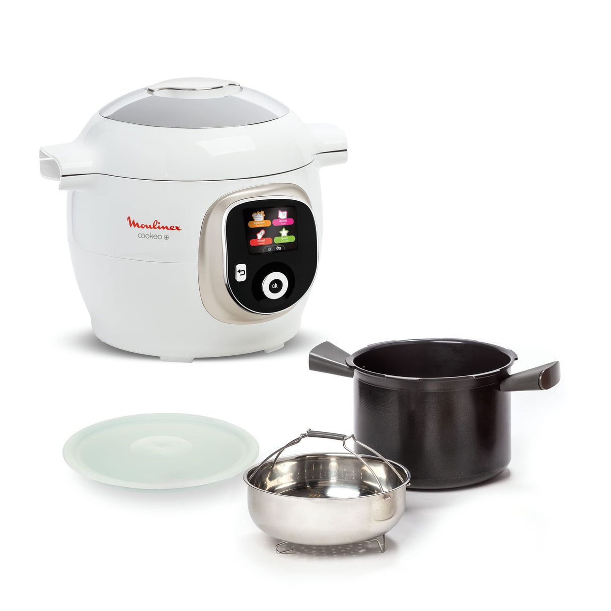 Moulinex, Cookeo - Multicooker inteligente 6L, 150 recetas integradas, cocción sin vigilancia, pantalla intuitiva, guía de cocción, aplicación MyMoulinex, 1600 W, blanco, 15 años reparabilidad