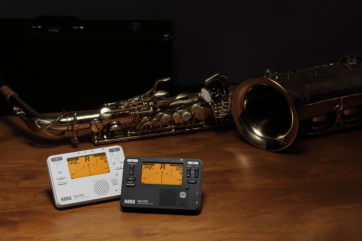 Korg TM70 Metrónomo y Afinador Cromático Combinados con Micrófono de contacto - Negro