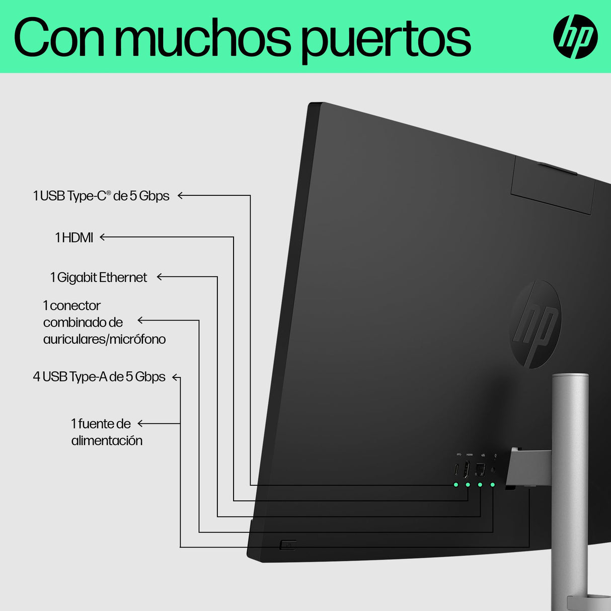 HP All-in-One 24-cr0101ns - Ordenador de sobremesa de 23,8" FHD (Intel Core i3-N300, 8GB RAM, 512GB SSD, Intel UHD Graphics, Windows) Black - Teclado QWERTY Español
