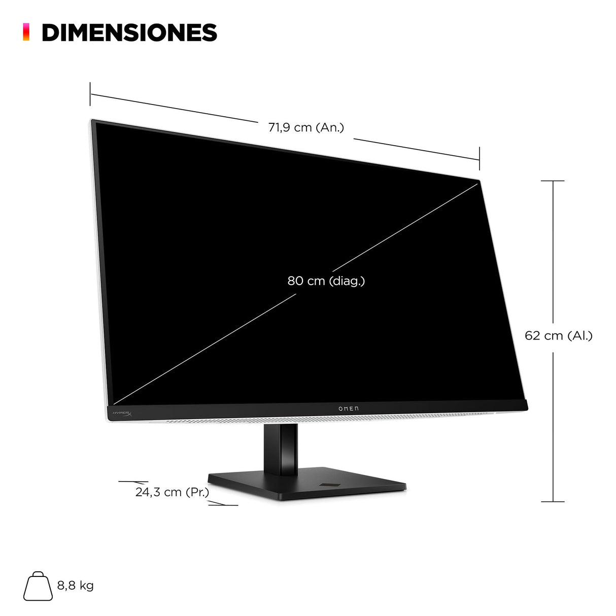 HP OMEN Transcend 32 - Monitor Gaming 4K UHD QD-OLED (31.5") 240Hz, USB-C 140W, DisplayHDR True Black 400, tasa de Respuesta 0,03ms - Blanco