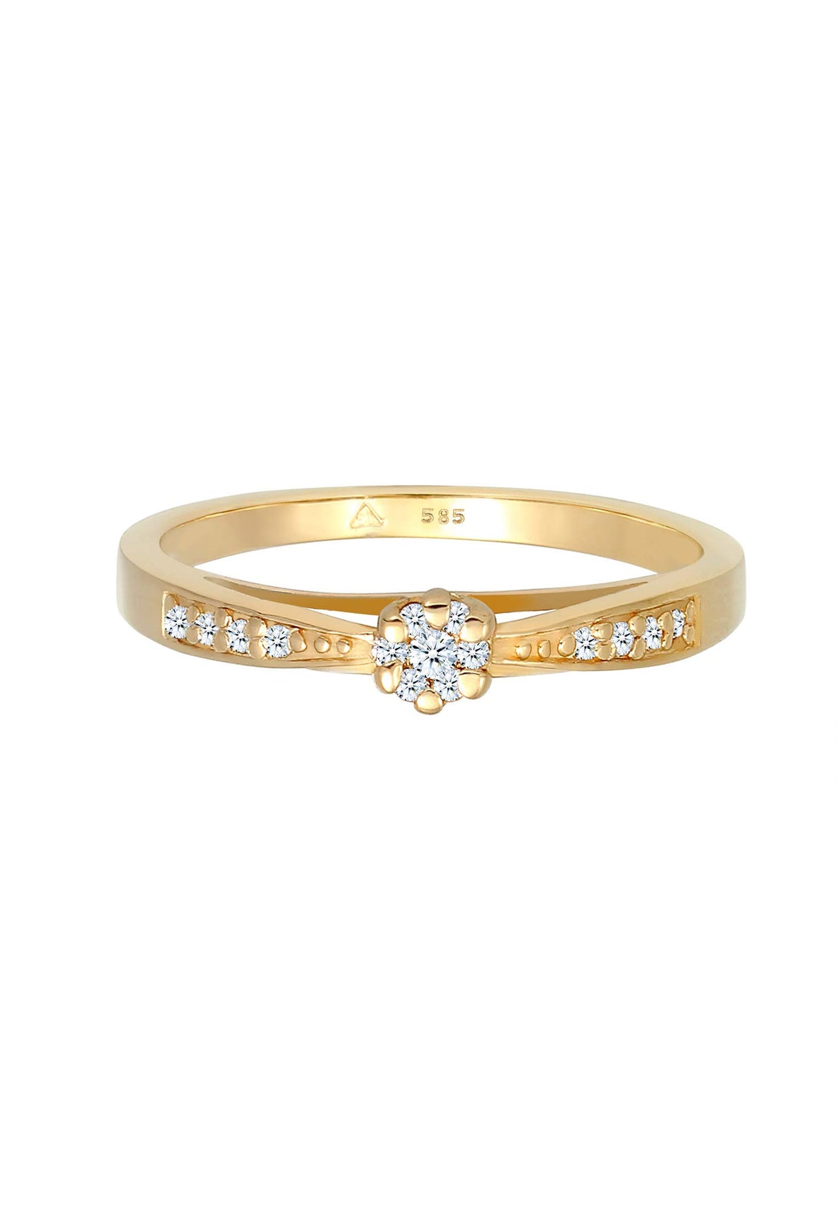 Elli DIAMONDS Anillo Mujeres con Motivo Floral Precioso con Flor de Diamante (0,16 ct.) en Oro Amarillo 585