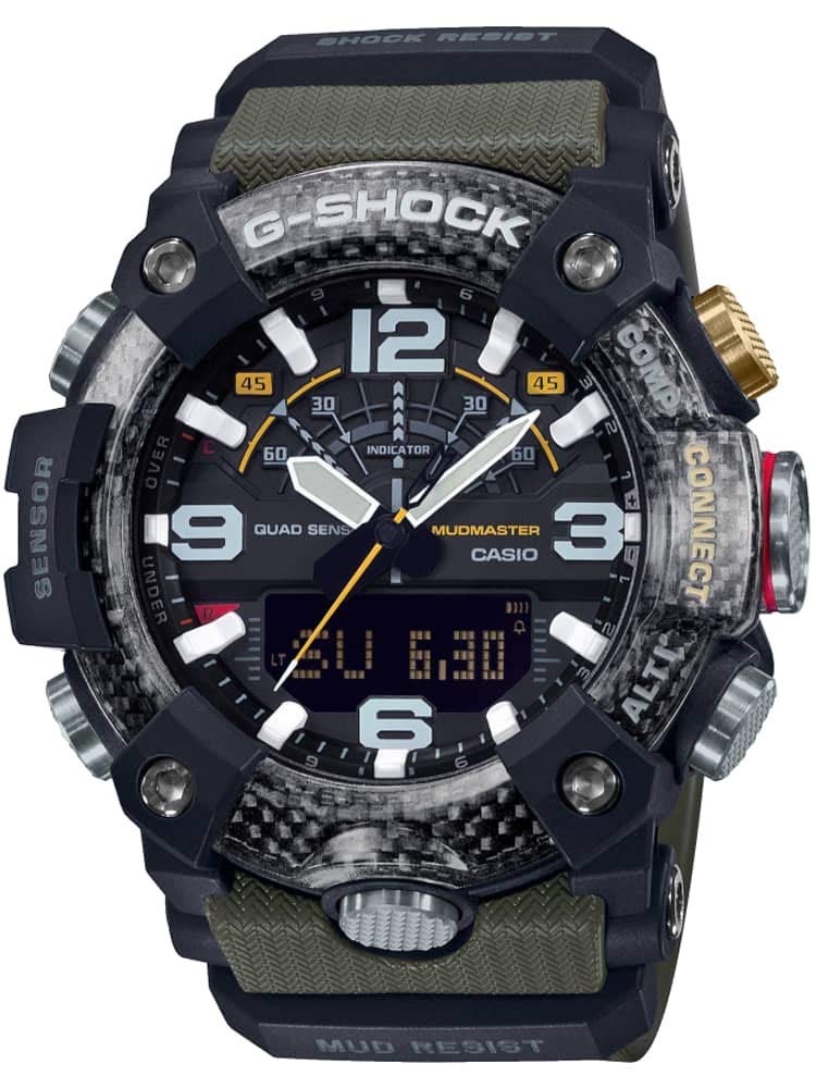 Casio Reloj Cuarzo Hombre 43.00mm con dial Digital Negro y Correa de Resina Caqui GG-B100-1A3ER