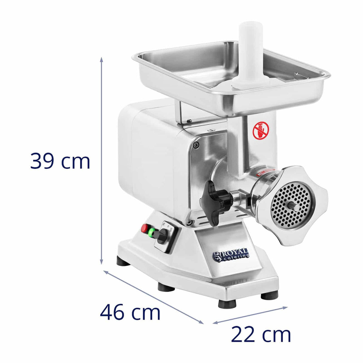 Royal Catering Picadora de carne Électrica Profesional RCFW 220PRO (220 kg/h, 1000 W, 230 V, 1 Cuchilla, 2 Discos perforados)