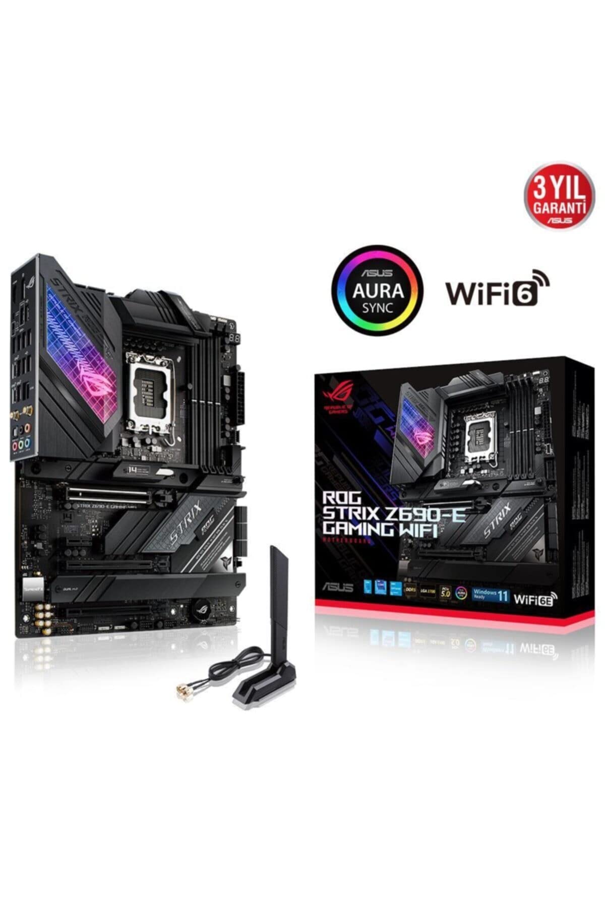 ASUS ROG Strix Z690-E Gaming - Placa base Intel LGA 1700 ATX (VRM de 18+1 fases, DDR5, PCIe 5.0, M.2 Combo-Sink, Wi-Fi 6E, LAN de 2.5 GB, cinco M.2, tarjeta ROG hyper M.2 y Aura Sync)
