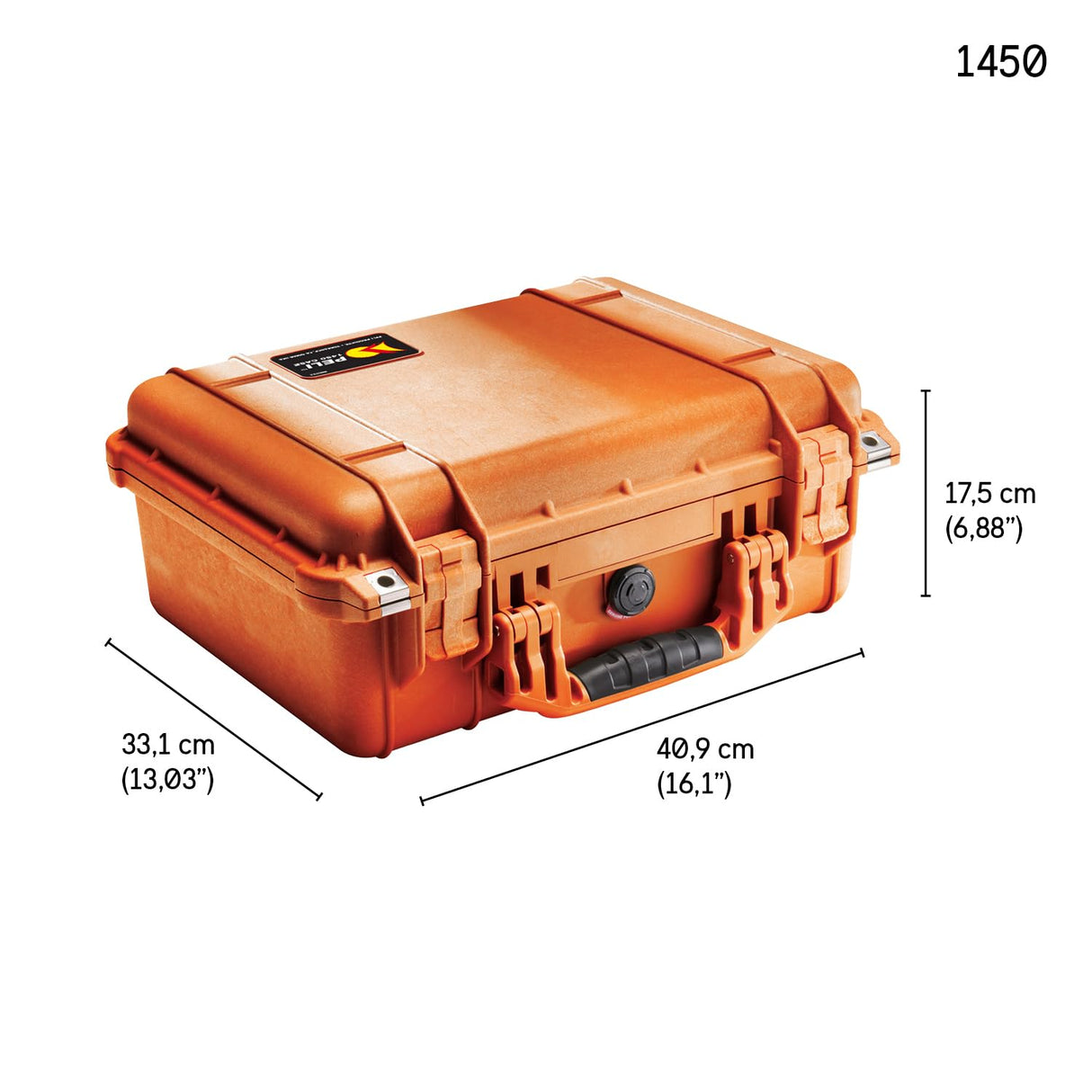 PELI 1450 Maletín rígido estanco para Equipos ópticos, fotográficos y electrónicos, IP67 estanco e Impermeable al Polvo, 31L Capacidad, Fabricado en Alemania, con Espuma Personalizable, Color nar15L