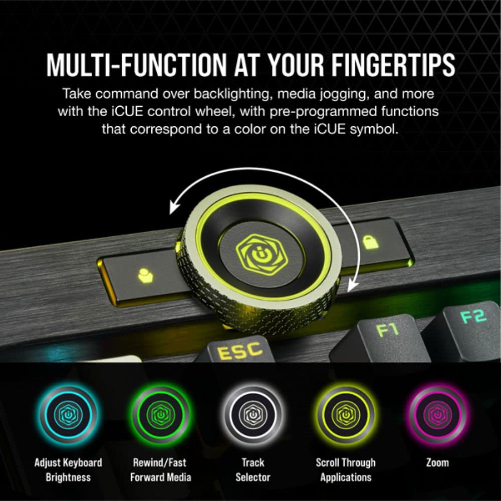 Corsair K100 RGB Teclado para Juegos con Cable Óptico-Mecánico - Interruptores OPX - PBT Double-Shot - Integración Elgato Stream Deck - Compatible con iCUE - PC, Mac, Xbox - QWERTY ES - Negro