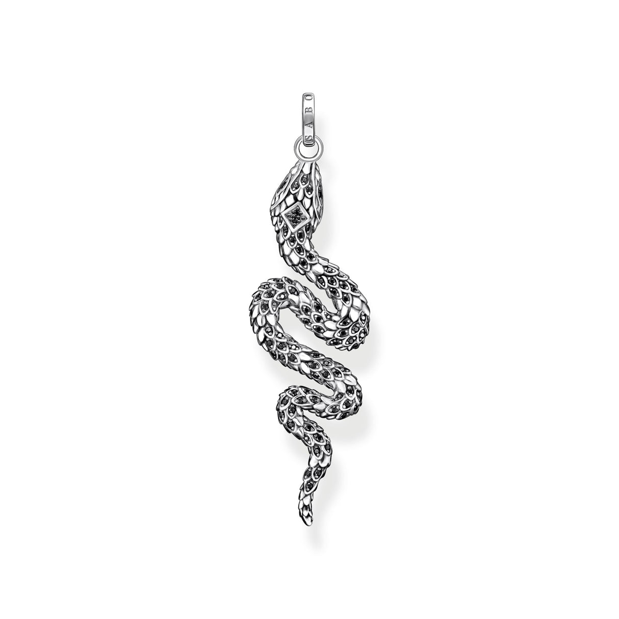 THOMAS SABO Collar con colgante de serpiente, con circonitas negras, plata de ley 925, 56 x 15 mm, PE945-643-11, H: ca. 56mm / B: ca. 15mm, Plata esterlina, Circonita cúbica
