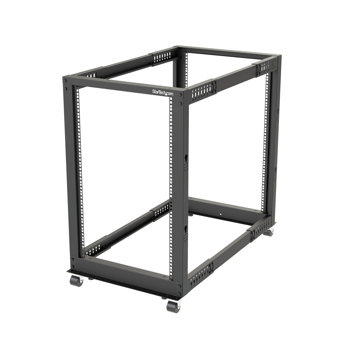 StarTech.com Rack 18U Móvil de Marco Abierto de 4 Columnas para Servidores, Rack de Cuatro Columnas de 19 Pulgadas para Equipo de Red e Informático, Ruedas o Patas Niveladoras, 4POSTRACK18U