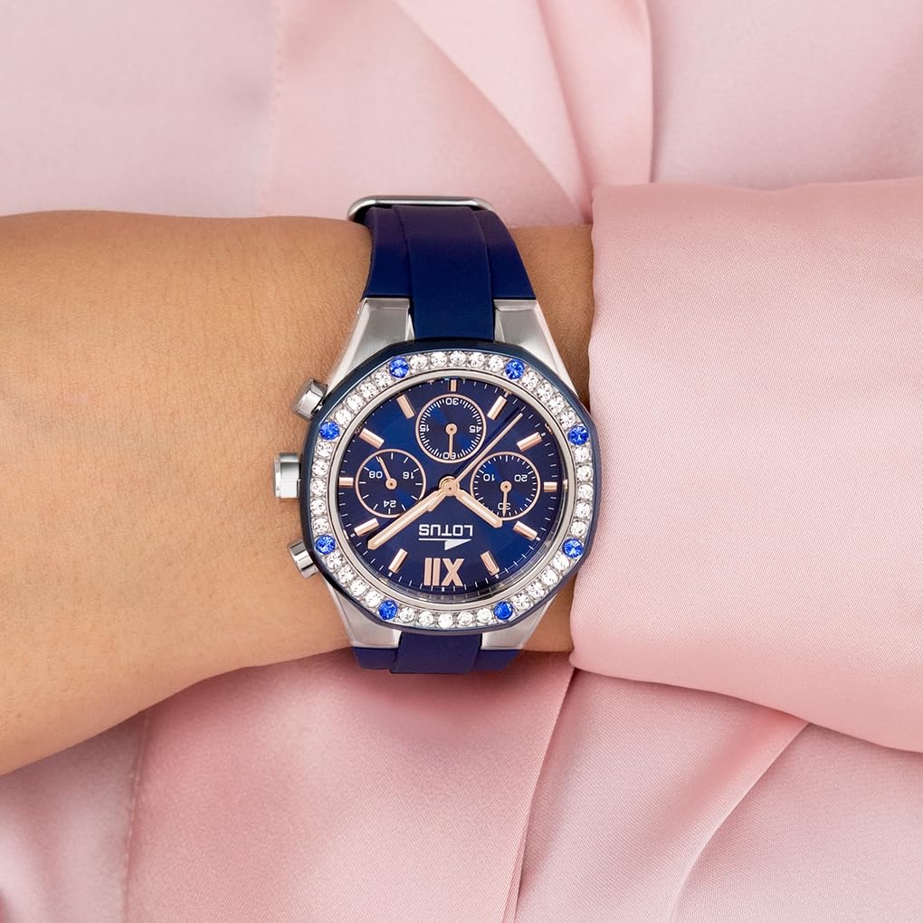 Reloj Lotus para Mujer 18875/2 Excellent Caja de Acero Inoxidable 316l Plateado Correa de Caucho Azul