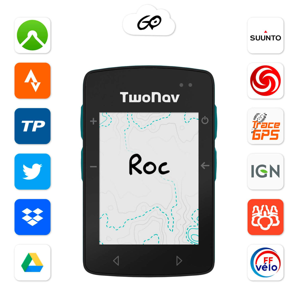 TwoNav Roc (32 GB) + Mapa España IGN 1:25000 Topo, GPS con Pantalla 2.7 Pulgadas para MTB, Ciclismo, Gravel o bikepacking con mapas incluidos. Color Turquesa