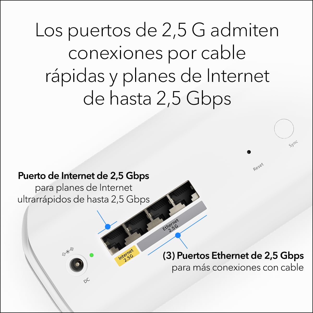 NETGEAR Orbi Mesh WiFi 7 Orbi Serie 770 (RBE773), WiFi Mesh Router + 2 Extensores de Rango de satélite, Cobertura de hasta 540 m2, 100 Dispositivos, Puerto de Internet de 2.5 G