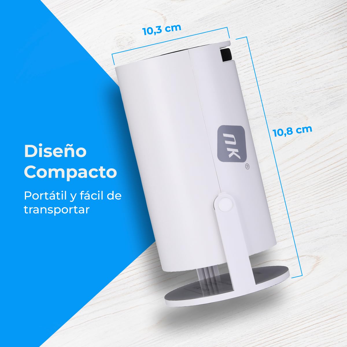 NK Mini Proyector Portátil - Resolución Full HD 1080P (Soporta 4K), Android, WiFi, Bluetooth, Mirror Link, Cristal 2.69" LCD, Altavoz Incorporado, HDMI y USB, Rotación 180°, (10'8 x 10'3 cm)