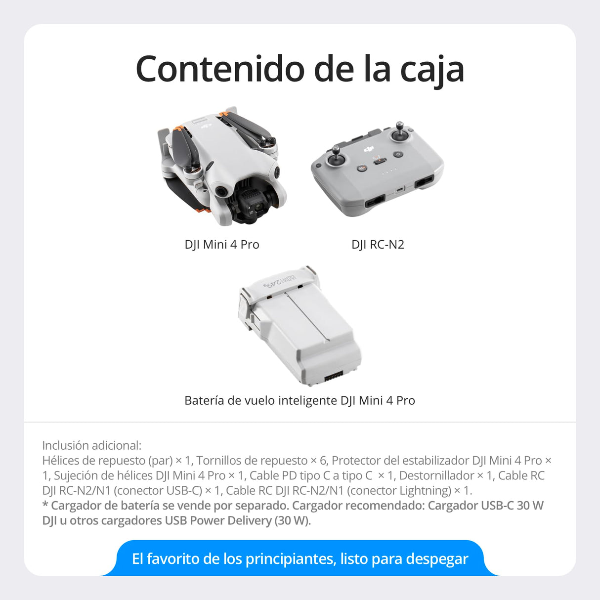 DJI Mini 4 Pro (DJI RC-N2), dron mini plegable con cámara de vídeo 4K HDR para adultos, menos de 249 g, 34 min de tiempo de vuelo, distancia máx. de transmisión de vídeo de 20 km, C0, Gris