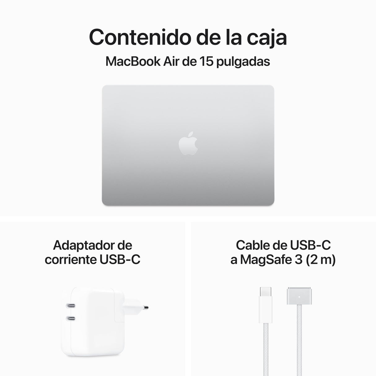 Apple 2024 MacBook Air de 15 Pulgadas con Chip M3 de Apple: Pantalla Liquid Retina de 15,3 Pulgadas, 16 GB de Memoria unificada, SSD de 512 GB, cámara FaceTime HD a 1080p, Touch ID, Plata