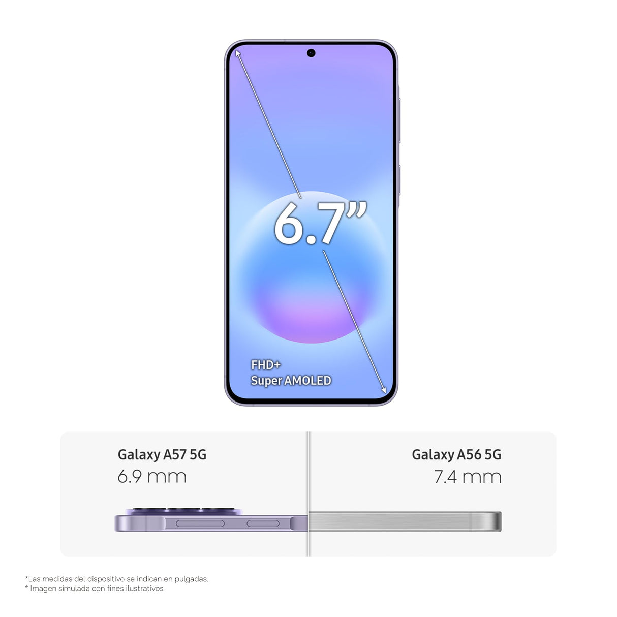 Samsung Galaxy A57 5G, 128GB, Móvil Fino con IA, 8GB, Gran Angular 50MP, Autonomía 2 Días, Batería 5000mAh, IP68, Garantía del Fabricante 3 Años + 1 Año Extra, Color Lila (Versión Española)