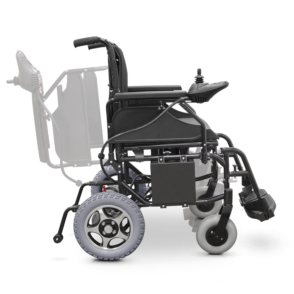 QUIRUMED Silla de ruedas eléctrica plegable EASY PLUS, Acero, Autonomía 20 Km, Frenado electromágnético, Velocidad máxima de 7 km/h, Para mayores, Para minusválidos