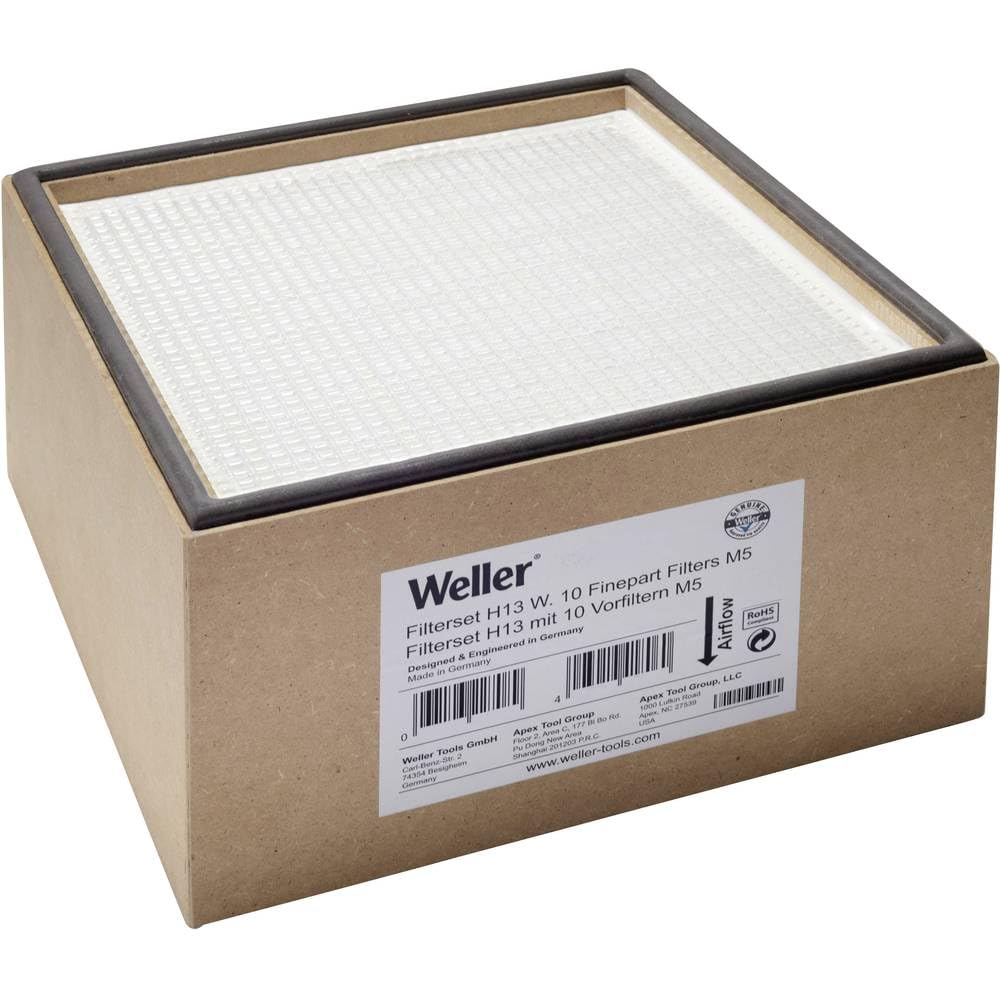 Weller T0058762701 Filtro Compacto: Filtro de Partículas H13 y Filtro de Carbón Activado Granular con 10 Prefiltros M5 para Extractores de Humos Zero Smog 2, Zero Smog EL, WFE 2ES / CS