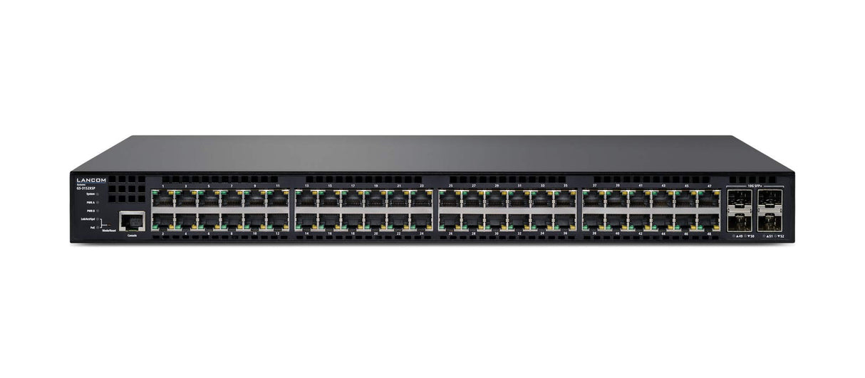 LANCOM GS-3152XSP, conmutador de acceso gestionado de capa 3 Lite, PSU intercambiable en caliente, 48 puertos GE POE según IEEE 802.3az con 820 W, 4 puertos SFP+ (10G/1G)