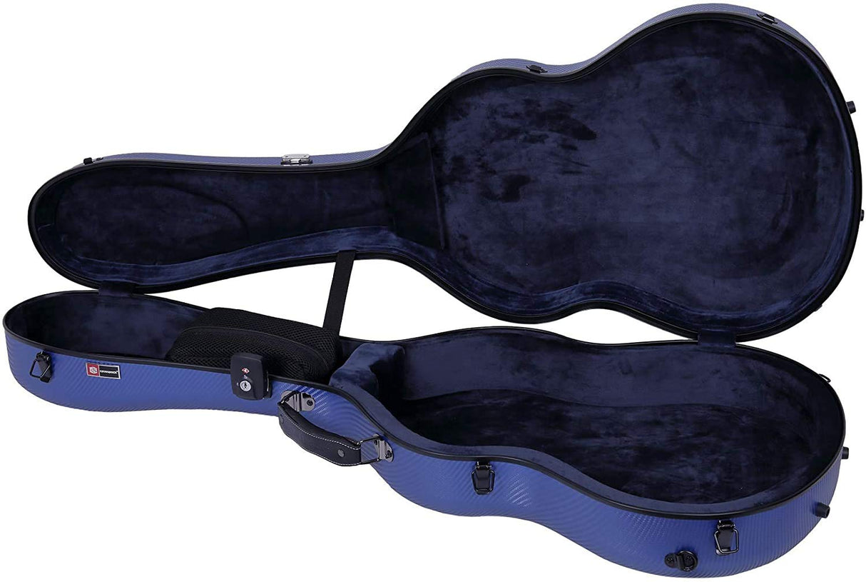 Crossrock Poly Carbon se Adapta a 4/4 Guitarras clásicas, Estuche antiarañazos en Azul (CRF4020CBL)