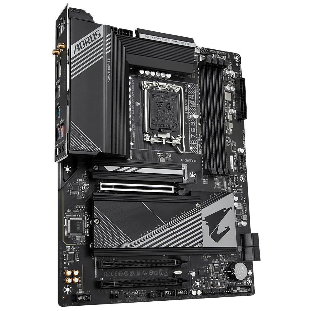 GIGABYTE B760 AORUS ELITE AX Placa base - Soporta CPUs Intel Core de 14ª generación, VRM de 12+1+1 fases, hasta 7800MHz DDR5 (OC), 1xPCIe 4.0 + 2xPCIe 3.0 M.2, Wi-Fi 6E, LAN de 2.5GbE, USB 3.2 Gen 2