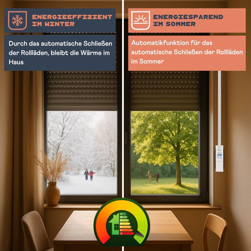 HOMEPILOT - RolloTron Premium Enrollador cinta eléctrico | Control conveniente persianas. Accesorio persianas Smart Home - ¡también apto instalaciones posteriores! Capacidad carga: 45 kg