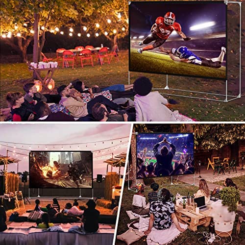 Pantalla de proyector y soporte de 150 pulgadas, 16:9 HD 4K, pantalla de proyector grande para exteriores, pantalla de proyección portátil con bolsa de transporte para cine en casa, patio, cine, viaje