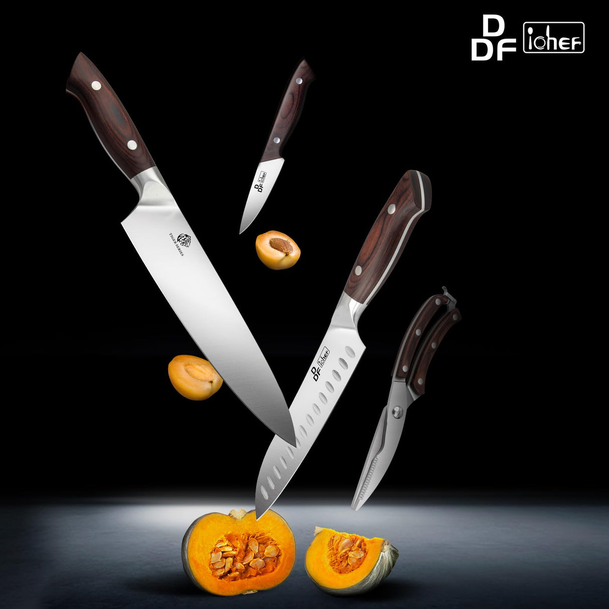 DDF iohEF Juego de Cuchillos de Cocina de 16 Piezas con Bloque, Juego de Cuchillos Cocina Profesional de Acero Inoxidable con Afilador, juego de cuchillos de chef Ultra Afilados con Mango Ergonómico