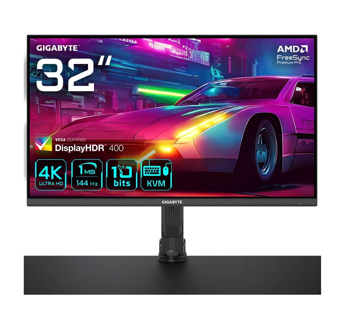 Gigabyte M32U 31.5" Monitor de Juego 4K UHD Edición Brazo - 3840 x 2160, 144Hz, 1ms, 350 CD/m², FreeSync Premium Pro, Display HDR400, HDMI 2.1, Displayport 1.4