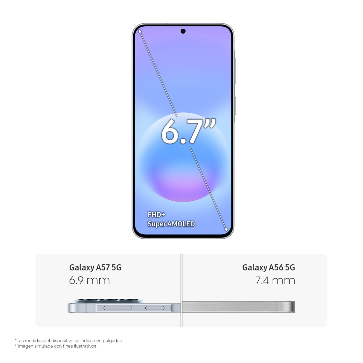 Samsung Galaxy A57 5G, 128GB, Móvil Fino con IA, 8GB, Gran Angular 50MP, Autonomía 2 Días, Batería 5000mAh, IP68, Garantía del Fabricante 3 Años + 1 Año Extra, Color Azul Claro (Versión Española)