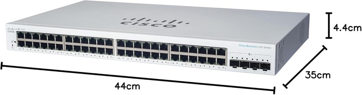 Cisco Switch Inteligente Cisco Business CBS220-48FP-4X | 48 Puertos GE | PoE Completo | 4 SFP+ de 10 G | 3 años de garantía Limitada de Hardware (CBS220-48FP-4X-EU)