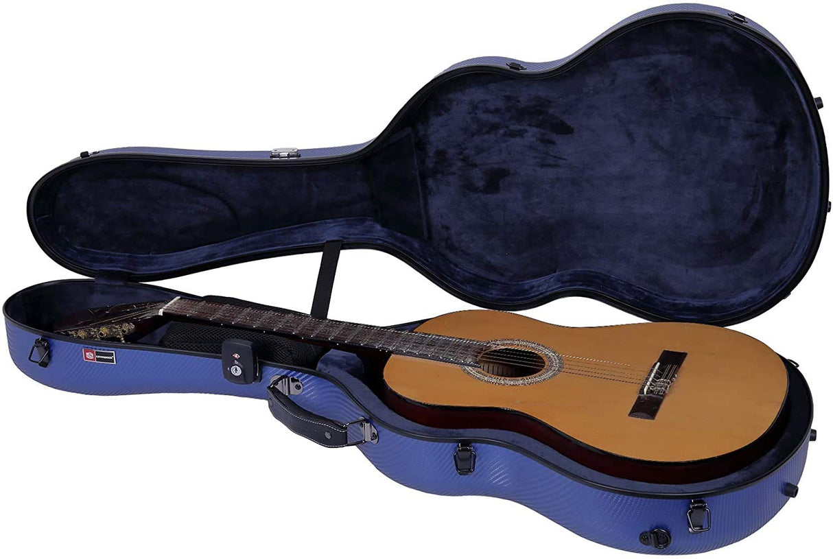 Crossrock Poly Carbon se Adapta a 4/4 Guitarras clásicas, Estuche antiarañazos en Azul (CRF4020CBL)