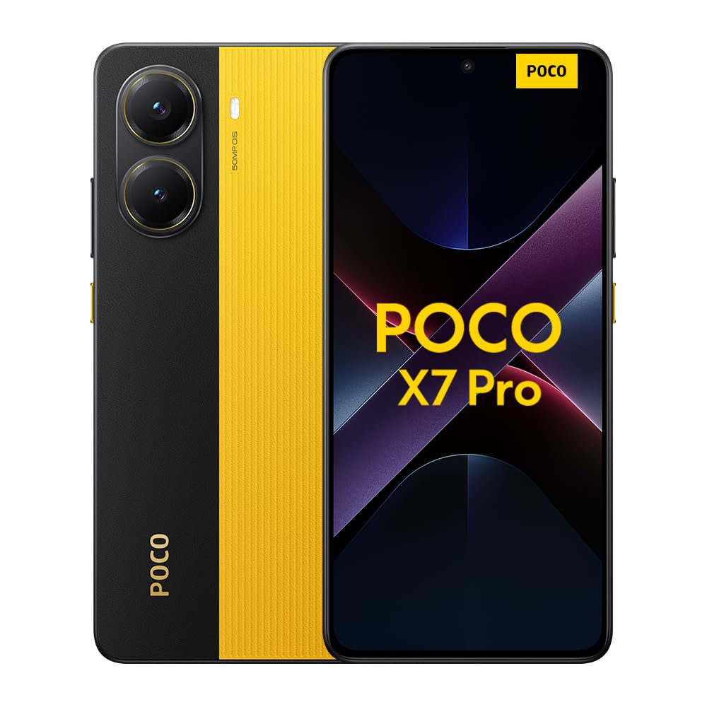 XIAOMI POCO X7 Pro - Smartphone de 12+512GB, Pantalla CrystalRes 1.5K 120Hz AMOLED, MediaTek Dimensity 8400-Ultra, Cámara de 50 MP, 90W HyperCharge, Cargador no Incluido, Amarillo (Versión ES)