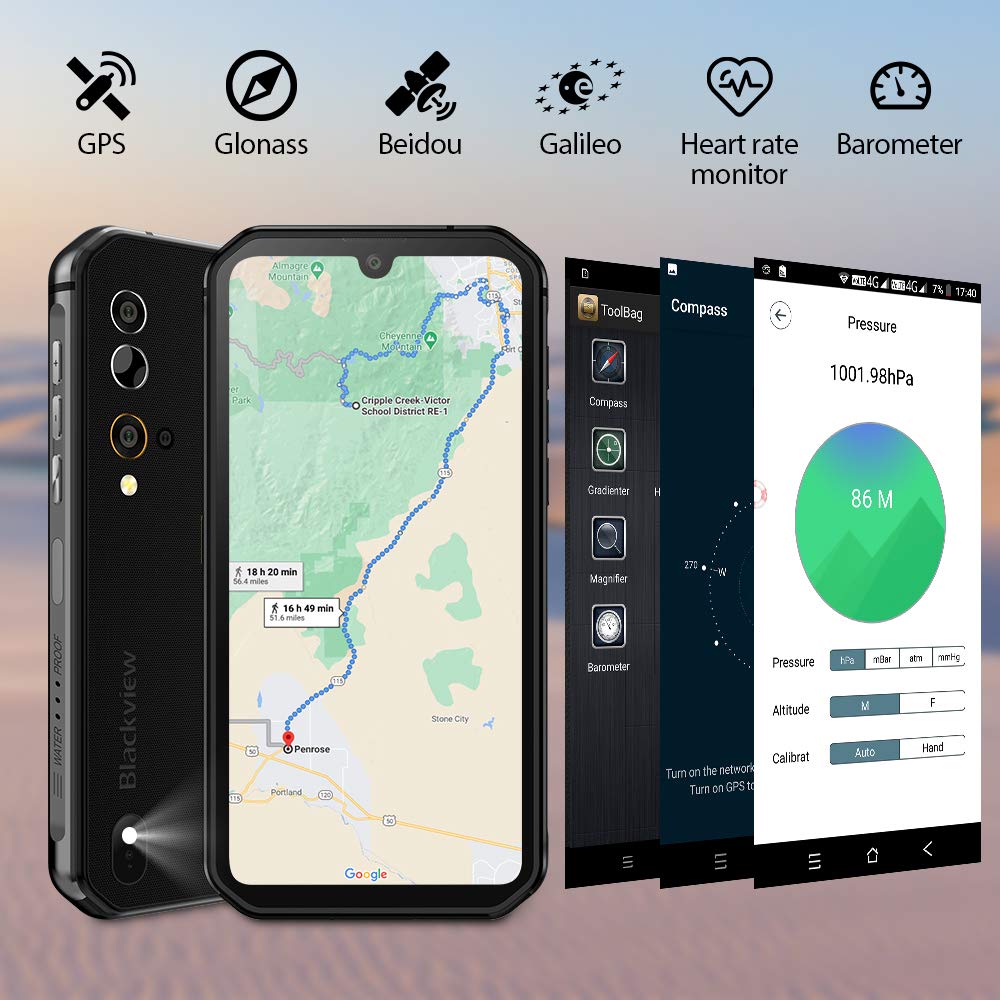 Blackview Móvil Resistente, BV9900E Android 10 Impermeable Smartphone,Helio P90 Octa-Core,6GB+128GB,128GB SD, 48MP+16MP,IP68/IP69,NFC/Face ID/GPS